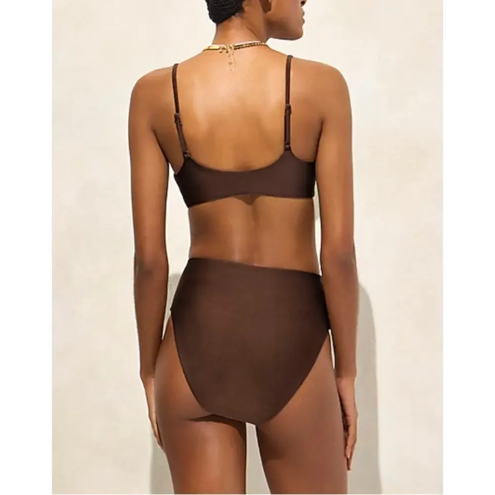 J Crew Lana Bikini Top Classic Sculpt XS NWT Espresso Brown Swim CI681 J.Crew